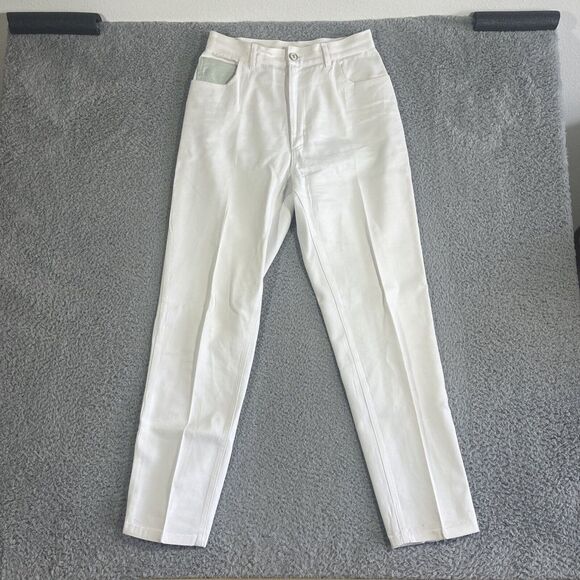 Isabella Sole Cache VTG Set White Denim Jeans Eyelets Cuffs Metallic Accents 80s - Picture 9 of 16